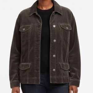 Chico's‎ Dark Brown Corduroy Cotton Blend Casual Jacket Sz 2 Large 12